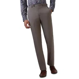 Raymond Dark Grey Polyester Viscose Blend Contemporary Fit Trousers-picture-23