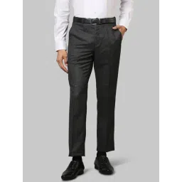 Raymond Dark Grey Regular Fit Flat Front Trousers-picture-16