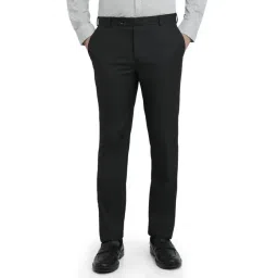Raymond Dark Grey Solid Regular Fit Trousers-picture-48