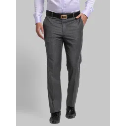 Raymond Grey Regular Fit Checks Trousers-picture-39