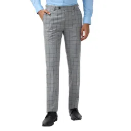 Raymond Grey Slim Fit Checked Formal Trosuers-picture-10