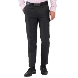 Raymond Grey Slim Fit Checks Trousers-picture-42