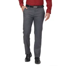 Raymond Grey Slim Fit Checks Trousers-picture-19