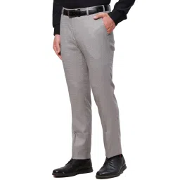 Raymond Grey Slim Fit Checks Trousers image 3