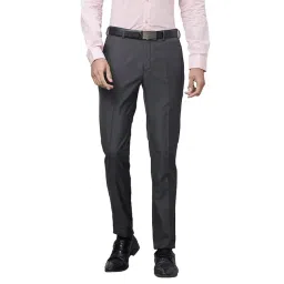 Raymond Grey Slim Fit Flat Front Trousers-picture-18