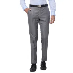 Raymond Grey Slim Fit Flat Front Trousers-picture-34