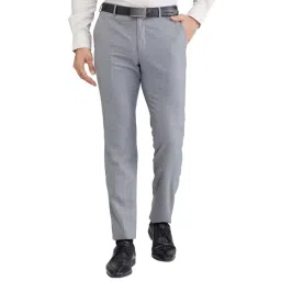Raymond Grey Slim Fit Self Pattern Trousers-picture-20