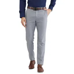 Raymond Grey Slim Fit Self Pattern Trousers-picture-14