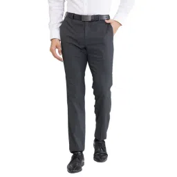 Raymond Grey Slim Fit Self Pattern Trousers-picture-29