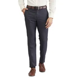 Raymond Grey Slim Fit Self Pattern Trousers-picture-15