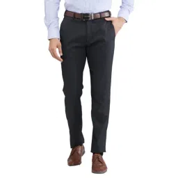Raymond Grey Slim Fit Self Pattern Trousers-picture-37