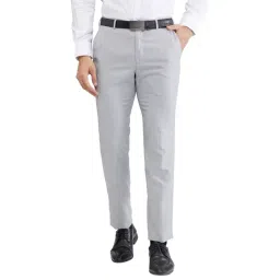 Raymond Grey Slim Fit Self Pattern Trousers-picture-35