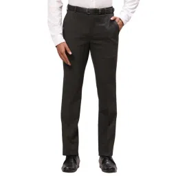 Raymond Grey Slim Fit Self Pattern Trousers-picture-13
