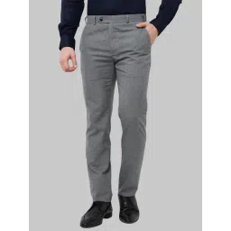 Raymond Grey Slim Fit Self Pattern Trousers-picture-19