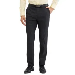 Raymond Grey Slim Fit Self Pattern Trousers-picture-19