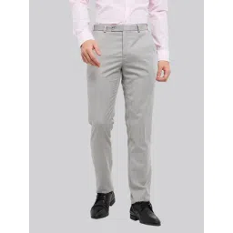 Raymond Grey Slim Fit Self Pattern Trousers-picture-42