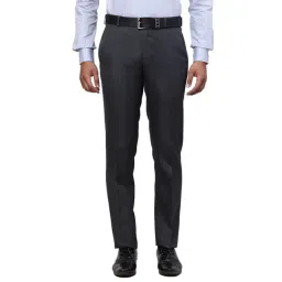 Raymond Grey Slim Fit Self Pattern Trousers-picture-25
