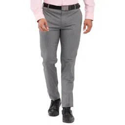 Raymond Grey Slim Fit Self Pattern Trousers-picture-16