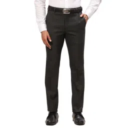 Raymond Grey Slim Fit Self Pattern Trousers-picture-28