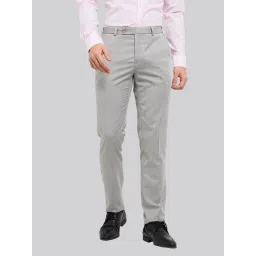 Raymond Grey Slim Fit Self Pattern Trousers image 1