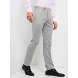 Raymond Grey Slim Fit Self Pattern Trousers image 4