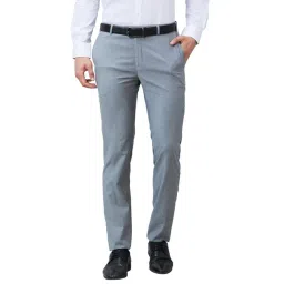Raymond Grey Slim Fit Texture Trousers-picture-48