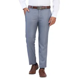 Raymond Grey Slim Fit Texture Trousers-picture-23