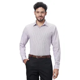 Raymond Light Berry Cotton Slim Fit Striped Shirt-picture-40