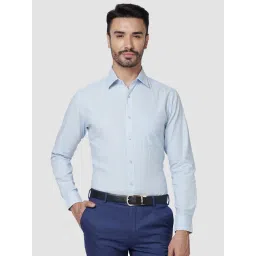 Raymond Light Blue Slim Fit Self Design Shirt-picture-20