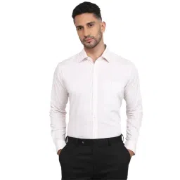 Raymond Light Orange Cotton Checked Slim Fit Shirt-picture-46