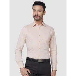 Raymond Light Orange Slim Fit Self Design Shirt-picture-24