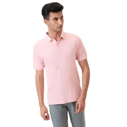 Raymond Light Red Pure Cotton Regular Fit Short Sleeves Polo T-Shirt-picture-17