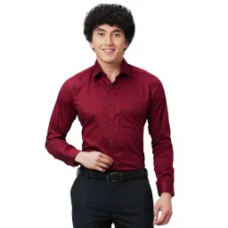 Raymond Maroon Cotton Slim Fit Shirt-picture-33