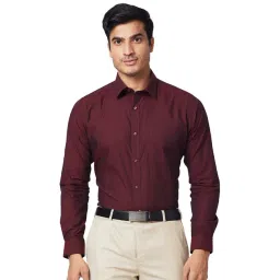 Raymond Maroon Slim Fit Self Design Shirt-picture-34