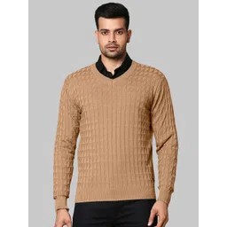 Raymond Men Beige Self Design Pullover-picture-14