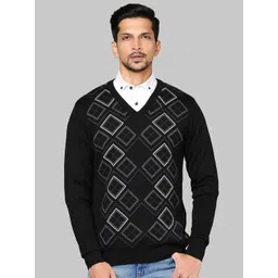 Raymond Men Black & Grey Printed Pullover-picture-15
