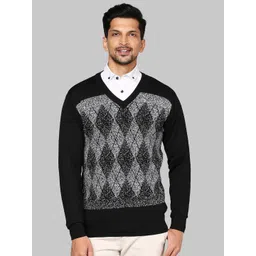 Raymond Men Black & Grey Printed Pullover-picture-14