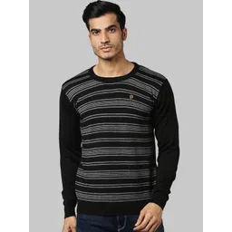 Raymond Men Black & Grey Striped Acrylic Wool Pullover-picture-17