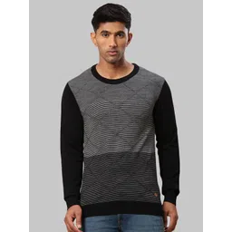 Raymond Men Black & Grey Striped Striped Pullover-picture-12