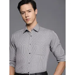 Raymond Men Black &  white Pure Cotton Slim Fit Micro Checks Checked Formal Shirt-picture-36