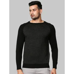Raymond Men Black Self Design Pullover-picture-25