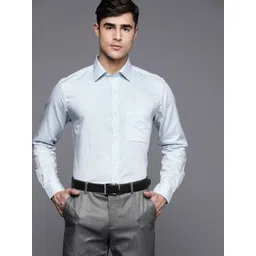 Raymond Men Blue Pure Cotton Slim Fit Checked Formal Shirt-picture-26