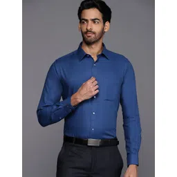 Raymond Men Blue Pure Cotton Solid Slim Fit Formal Shirt-picture-21
