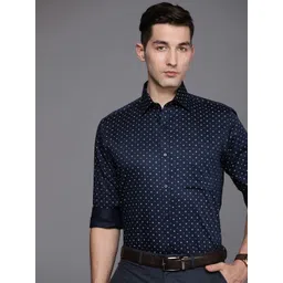 Raymond Men Blue Slim Fit Micro Ditsy Printed Pure Cotton Formal Shirt-picture-38