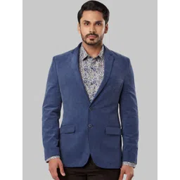 Raymond Men Blue Solid Single-Breasted Slim-Fit Blazer-picture-38