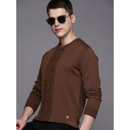 Raymond Men Brown Cable Knit Pullover-picture-33