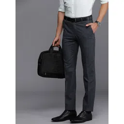 Raymond Men Checked Slim Fit Formal Trousers-picture-36