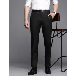 Raymond Men Checked Slim Fit Formal Trousers-picture-37