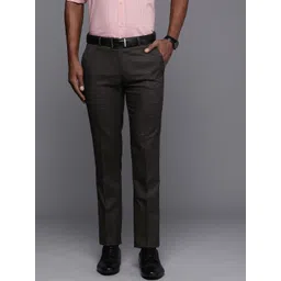 Raymond Men Checked Slim Fit Formal Trousers-picture-34