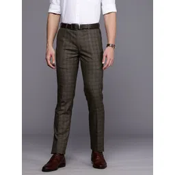 Raymond Men Checked Slim Fit Formal Trousers-picture-15